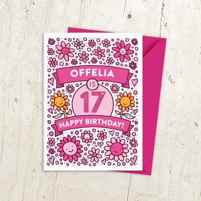 Personalised Birthday Card Illustrated Flowers