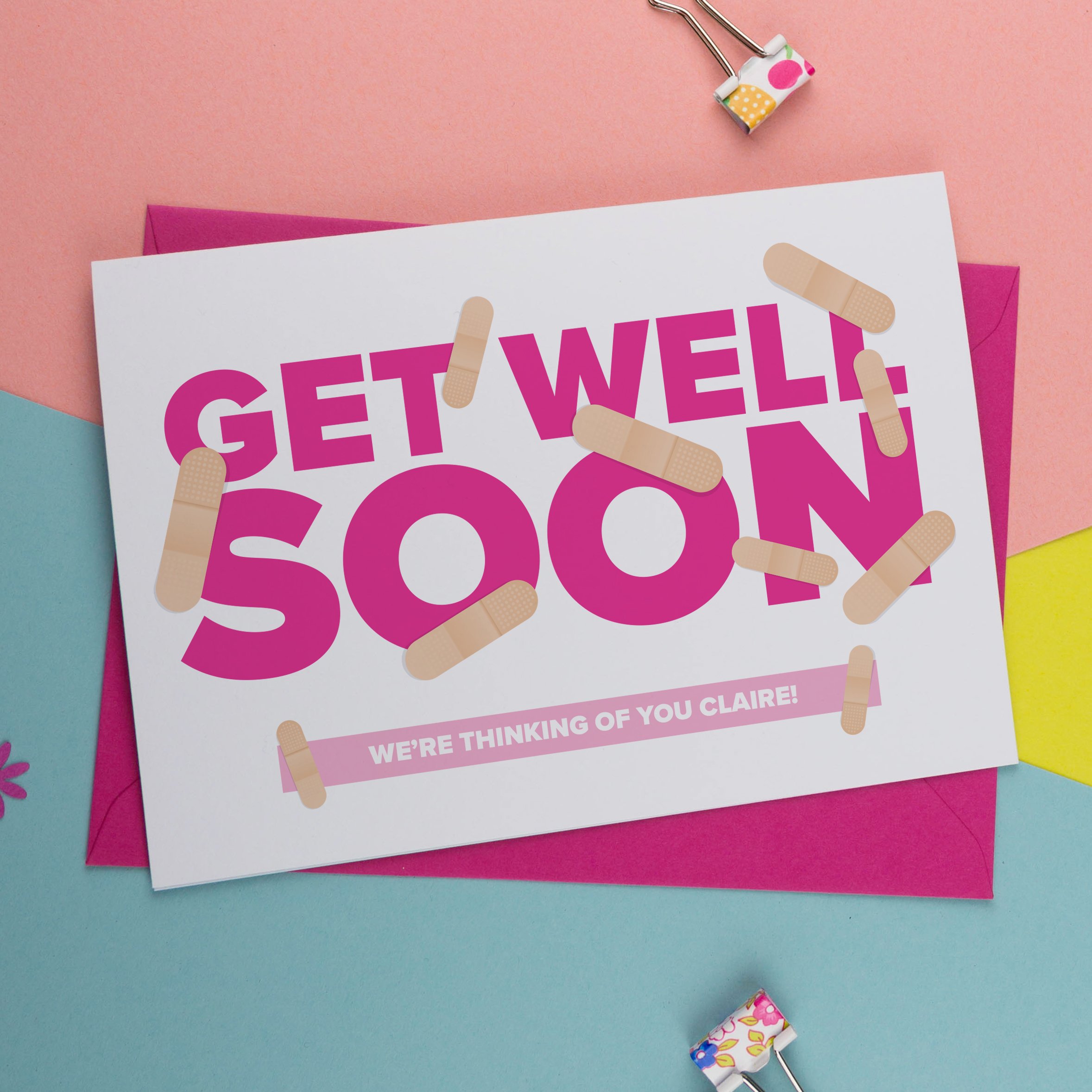 Get Well Soon Card Personalised Plasters Design