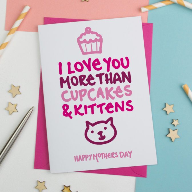 Cupcakes and kittens mothers day card