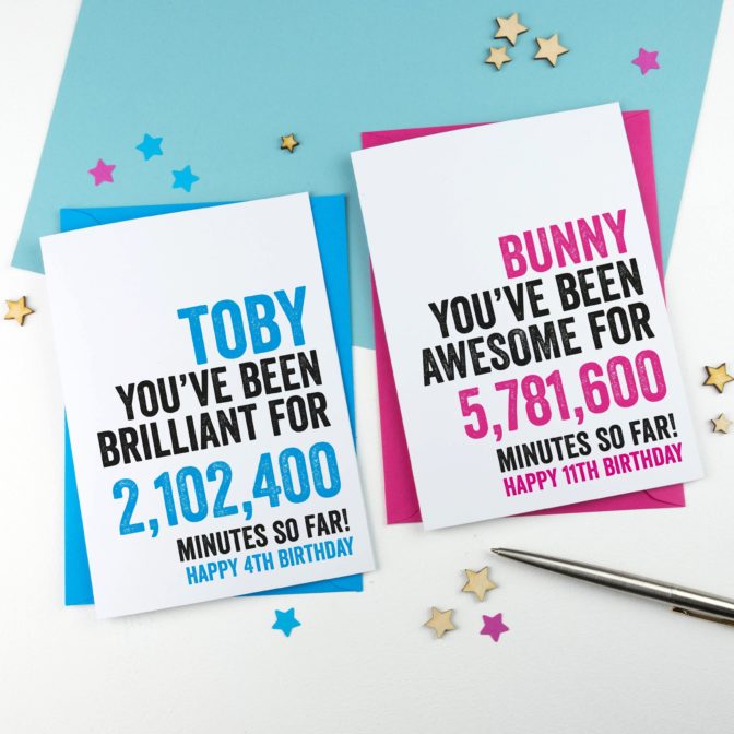 Personalised Birthday Card Age in Minutes