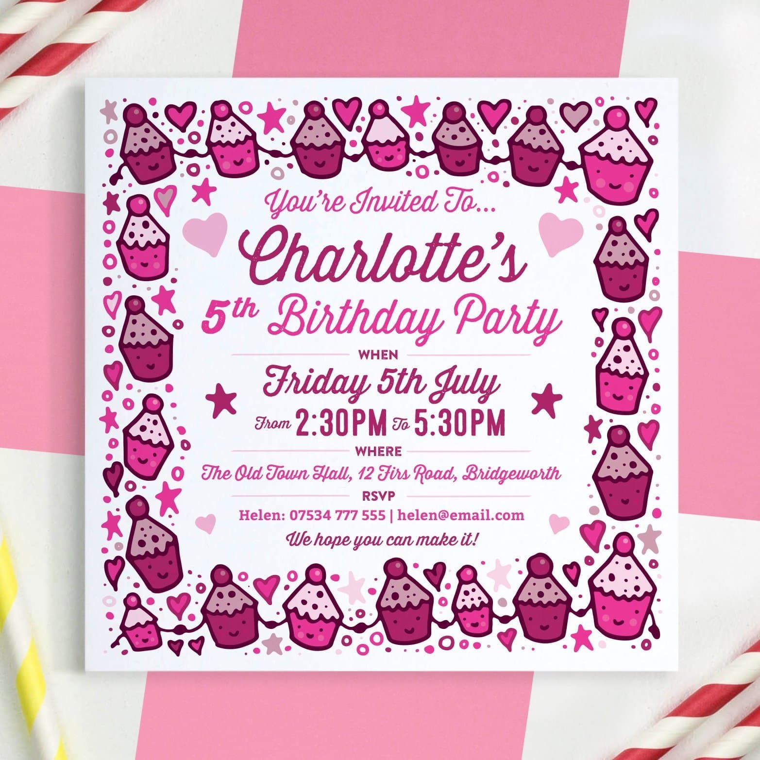 Cupcake Personalised Invitations