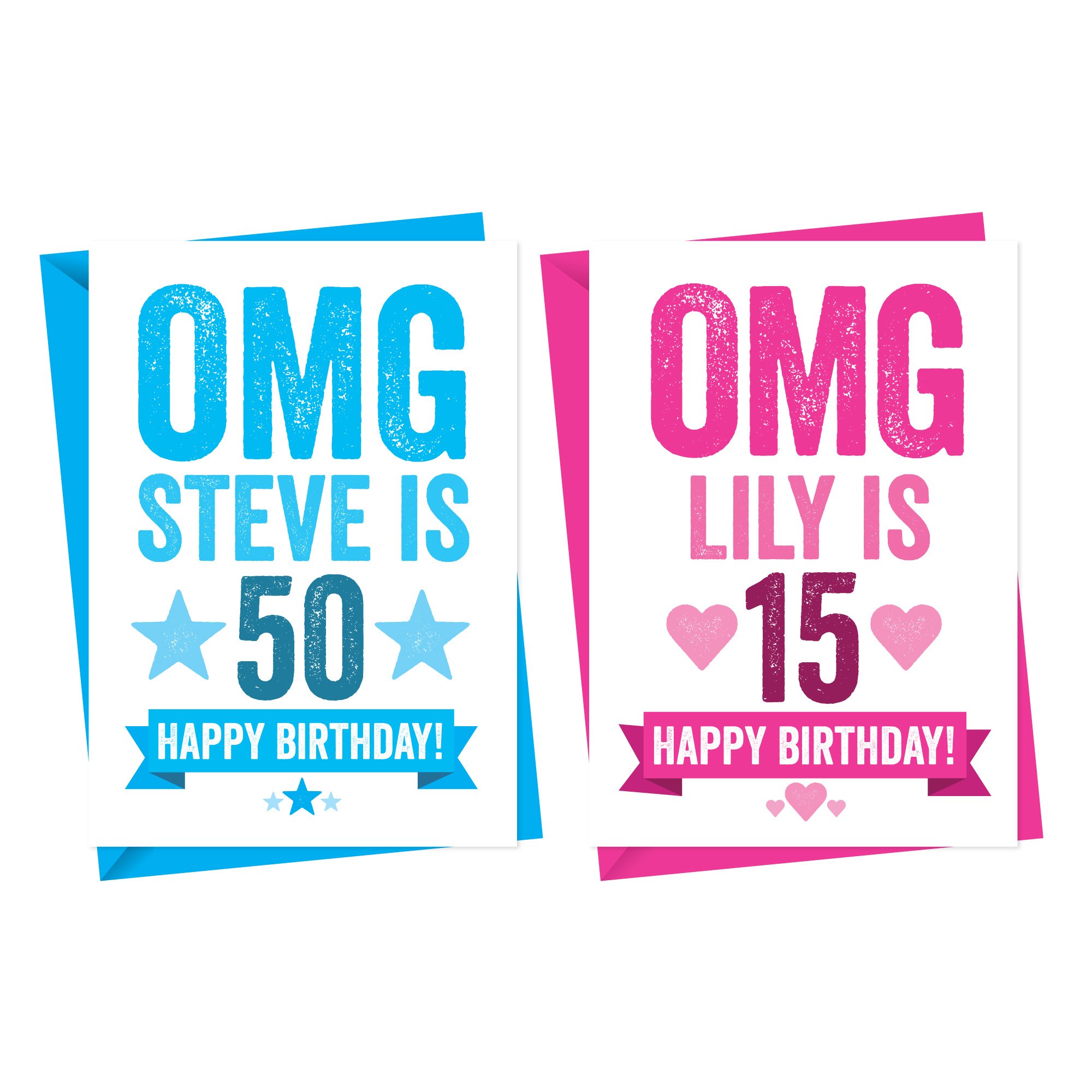 OMG Personalised Bold Birthday Card