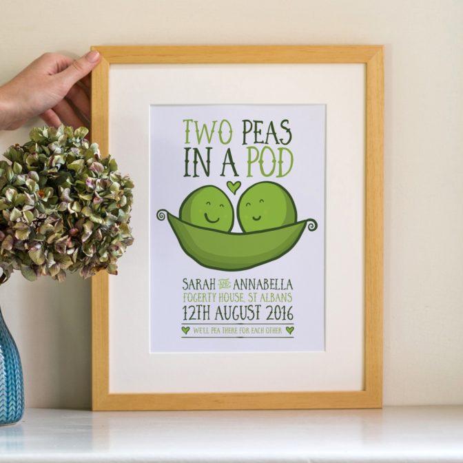 Peas-in-a-Pod-Wedding-Print-Natural-frame