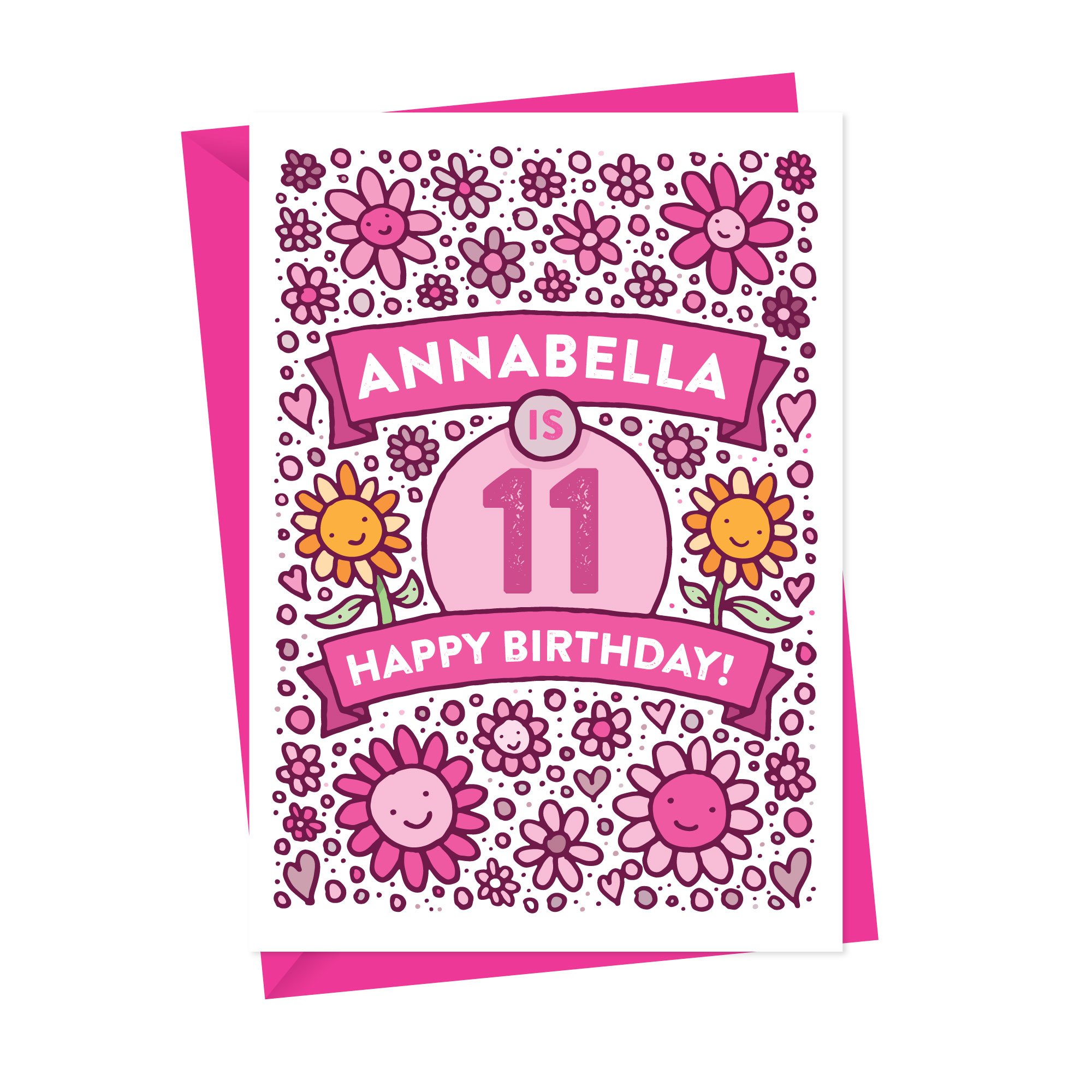 Personalised Birthday Card Illustrated Flowers