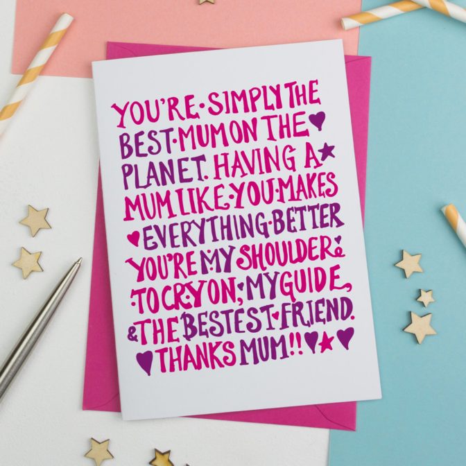 Simply the best mum mothers day card