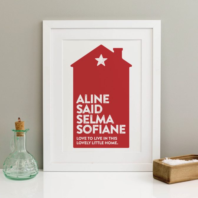 Personalised Family House Print Red