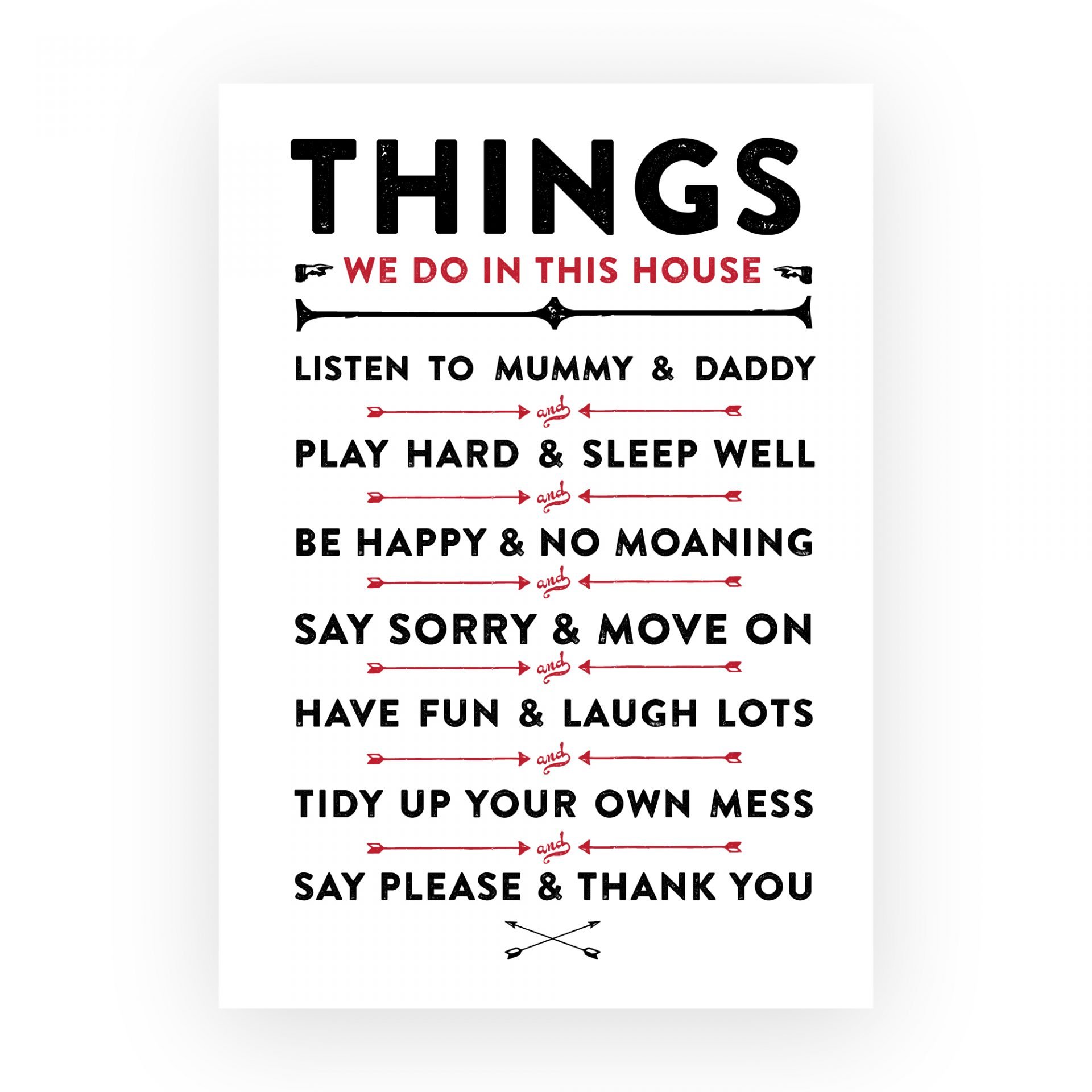 Personalised Family House Rules Print Personalise with your own rules.