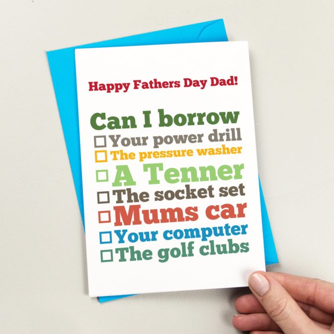 Dad Can I Borrow Fathers Day Card