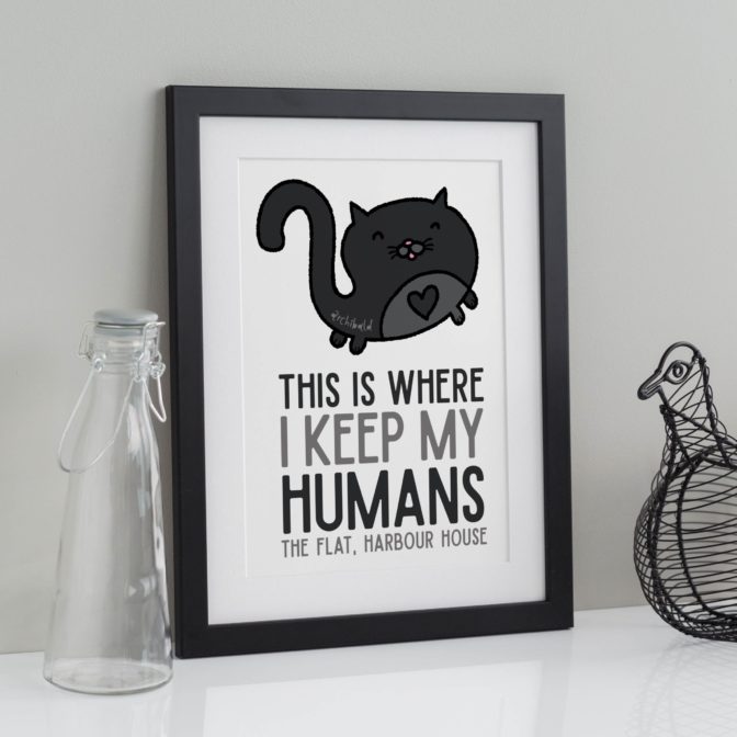 Happy Cat Pet Print Black