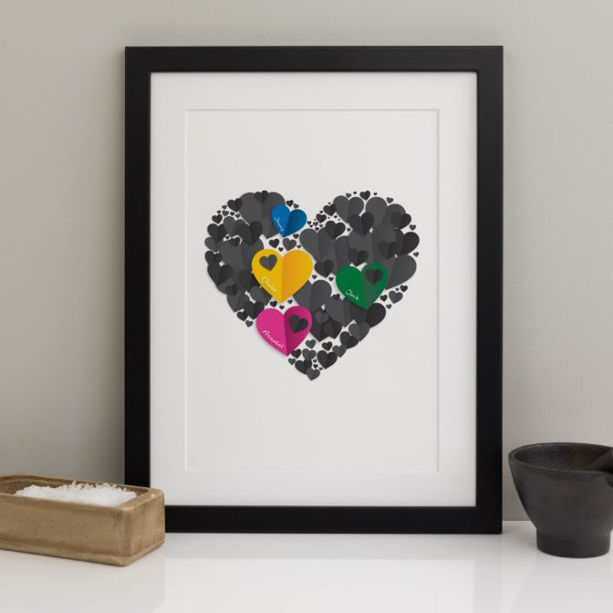 Large Family Heart Vector Print Black2