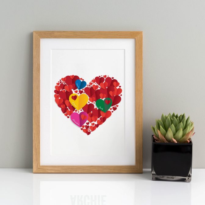 Large Family Heart Vector Print Natural