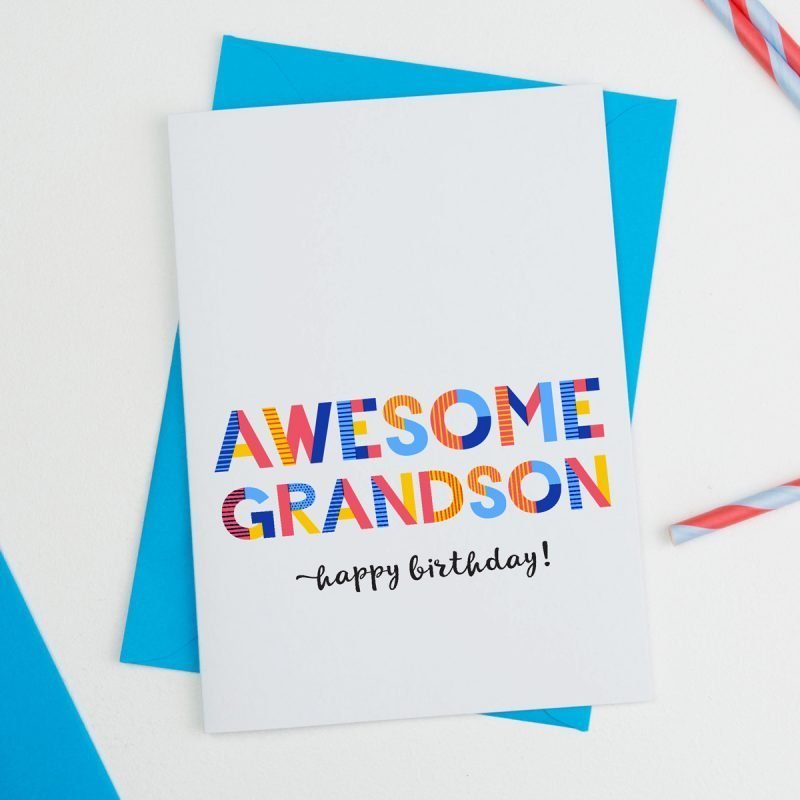 Awesome Grandson Greeting Card - Personalised Card - All Purpose.