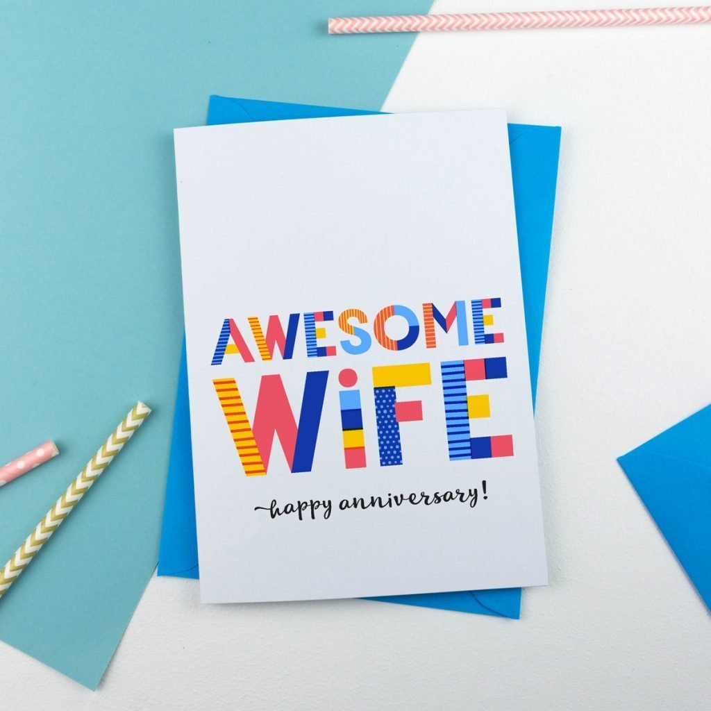 Awesome Wife Greeting Card - Personalised Card - All Purpose.