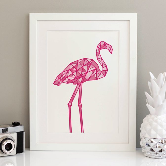 Graphic Geometric Flamingo Print2