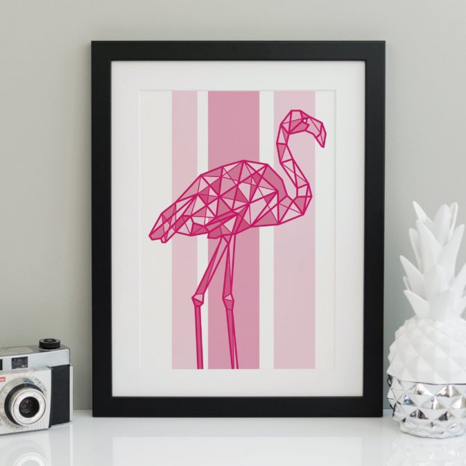 Graphic Geometric Flamingo Print3