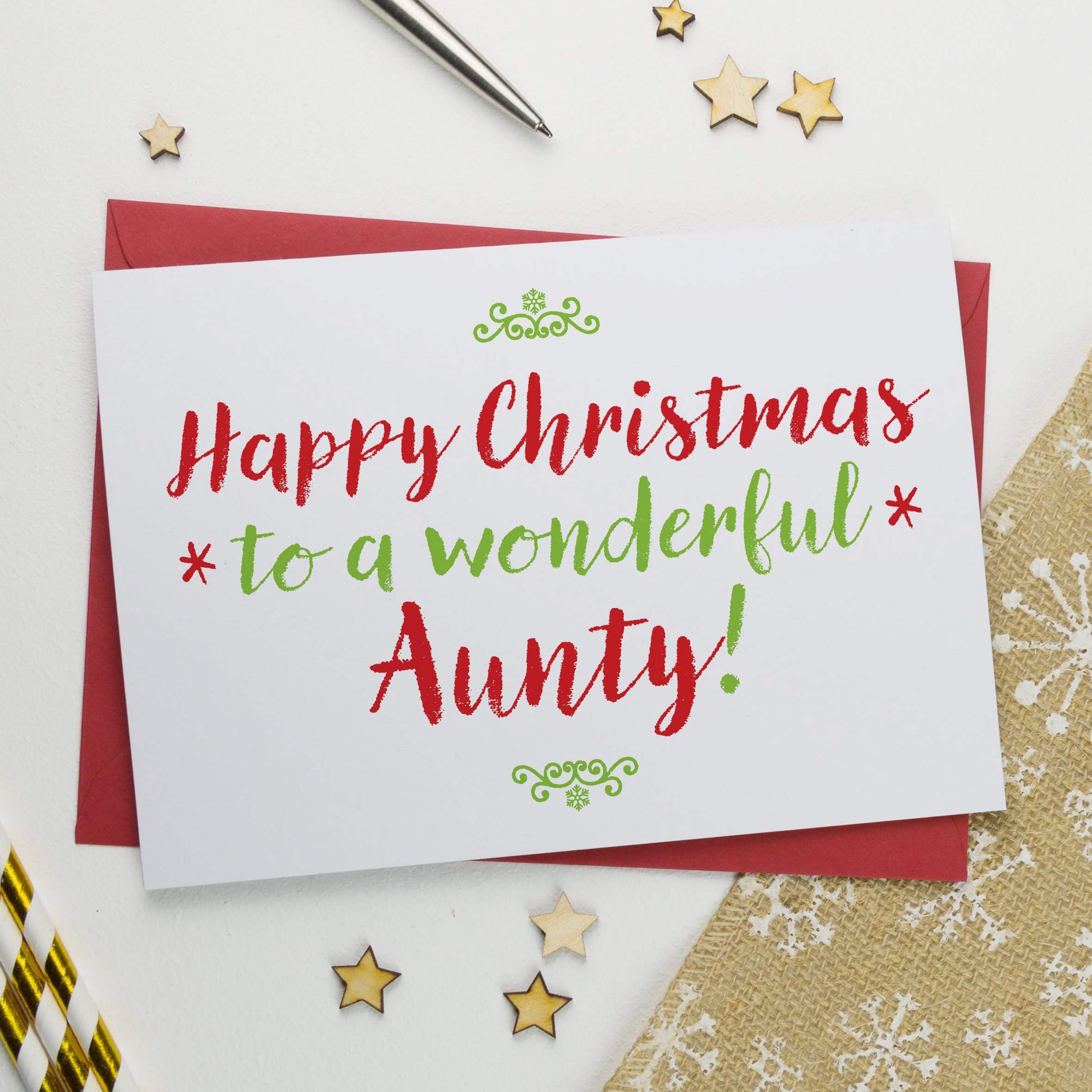 Christmas Card For Wonderful Aunt Aunty Or Auntie Christmas Card