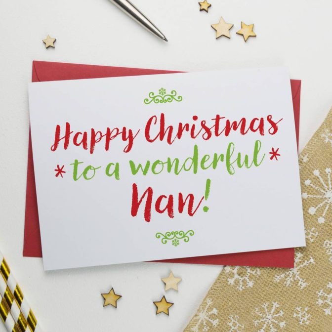 Christmas Card For Wonderful Nan, Nanna Or Nanny