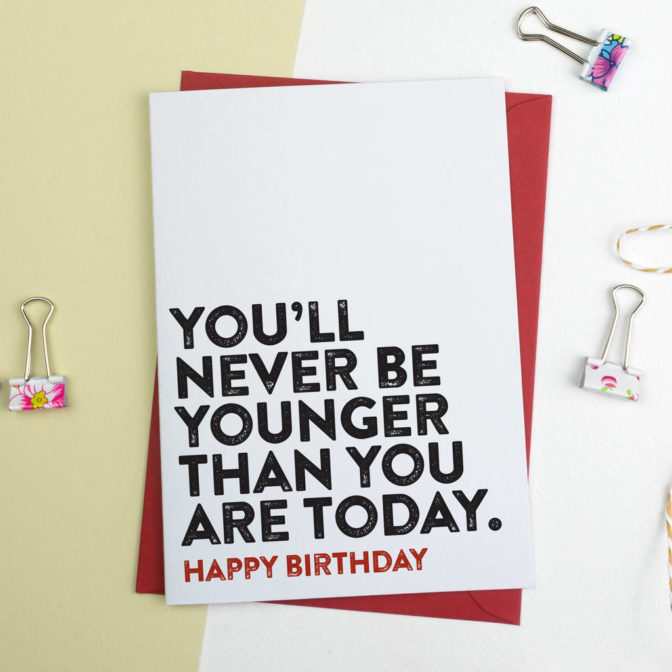 Younger Than Today Funny Birthday Card