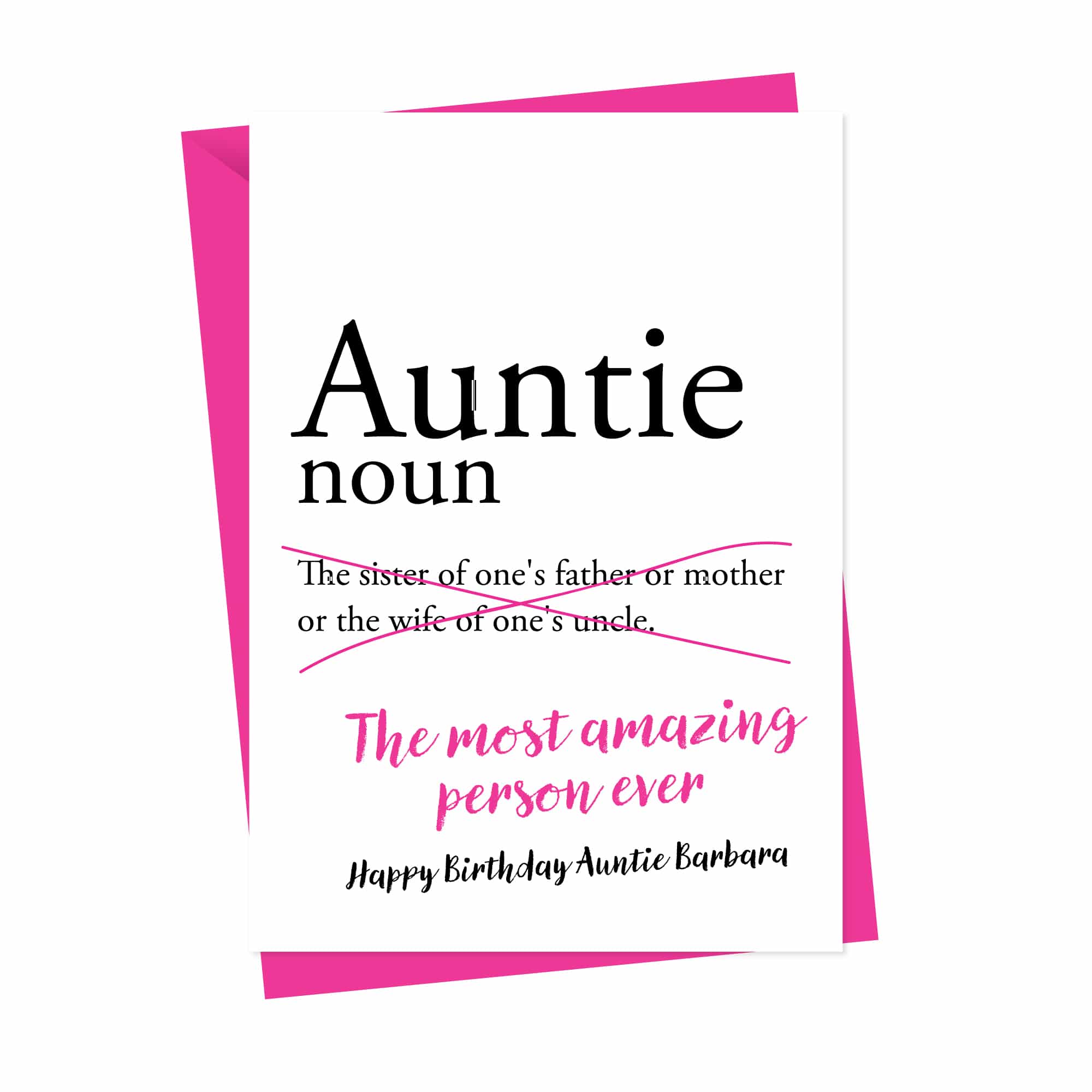 Dictionary Aunty Personalised Birthday Card