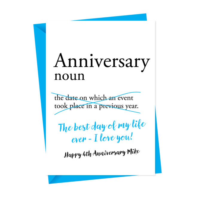 Anniversary Dictionary Definition Personalised Card