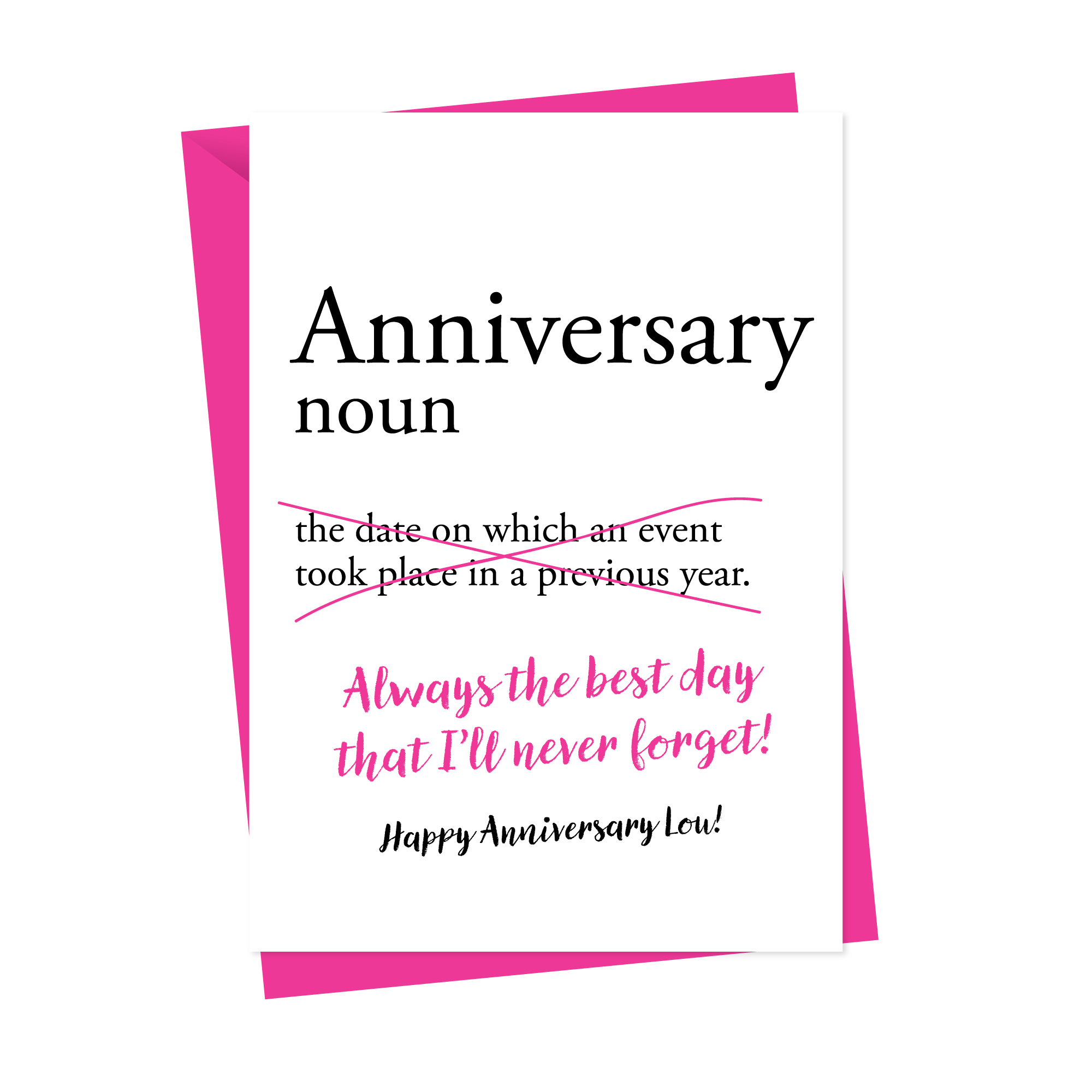 Anniversary Dictionary Definition Personalised Card