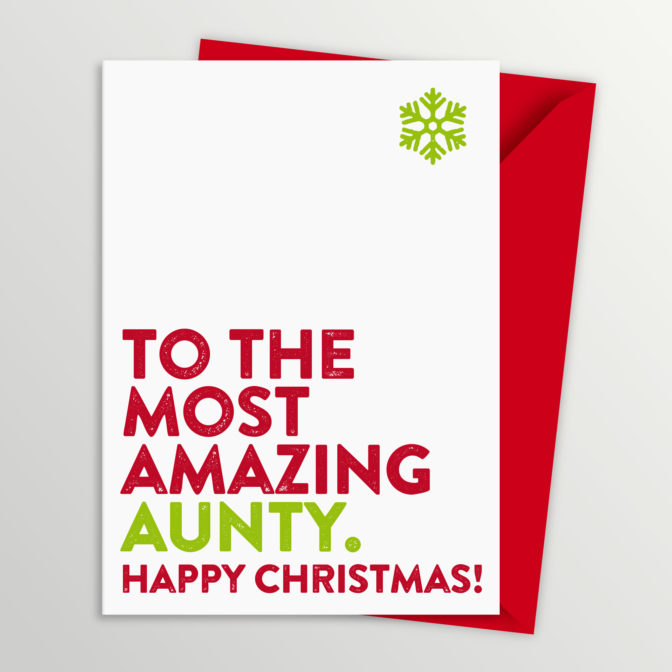Most Amazing Aunt, Aunty or Auntie Christmas Card