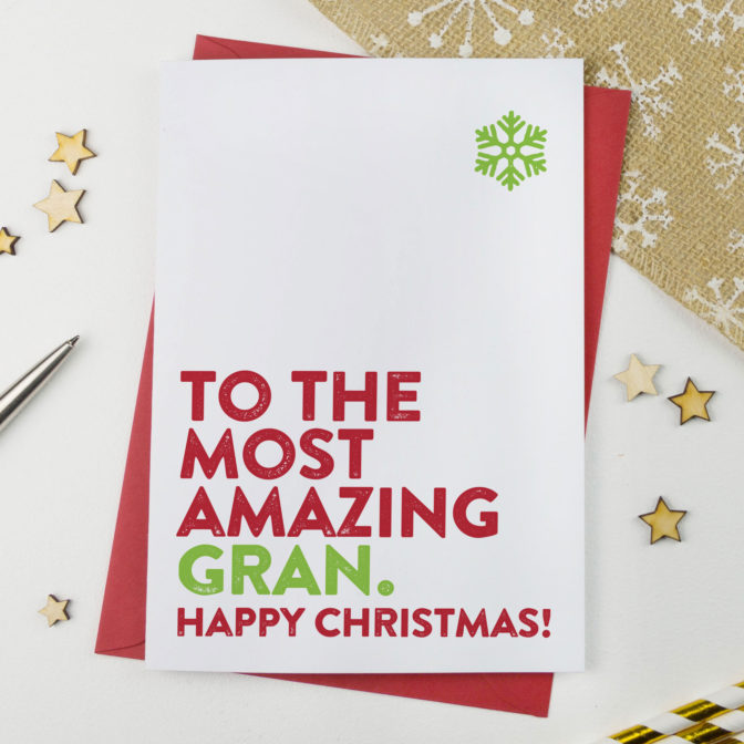 Most Amazing Nan, Gran, Granny, Nanny Christmas Card