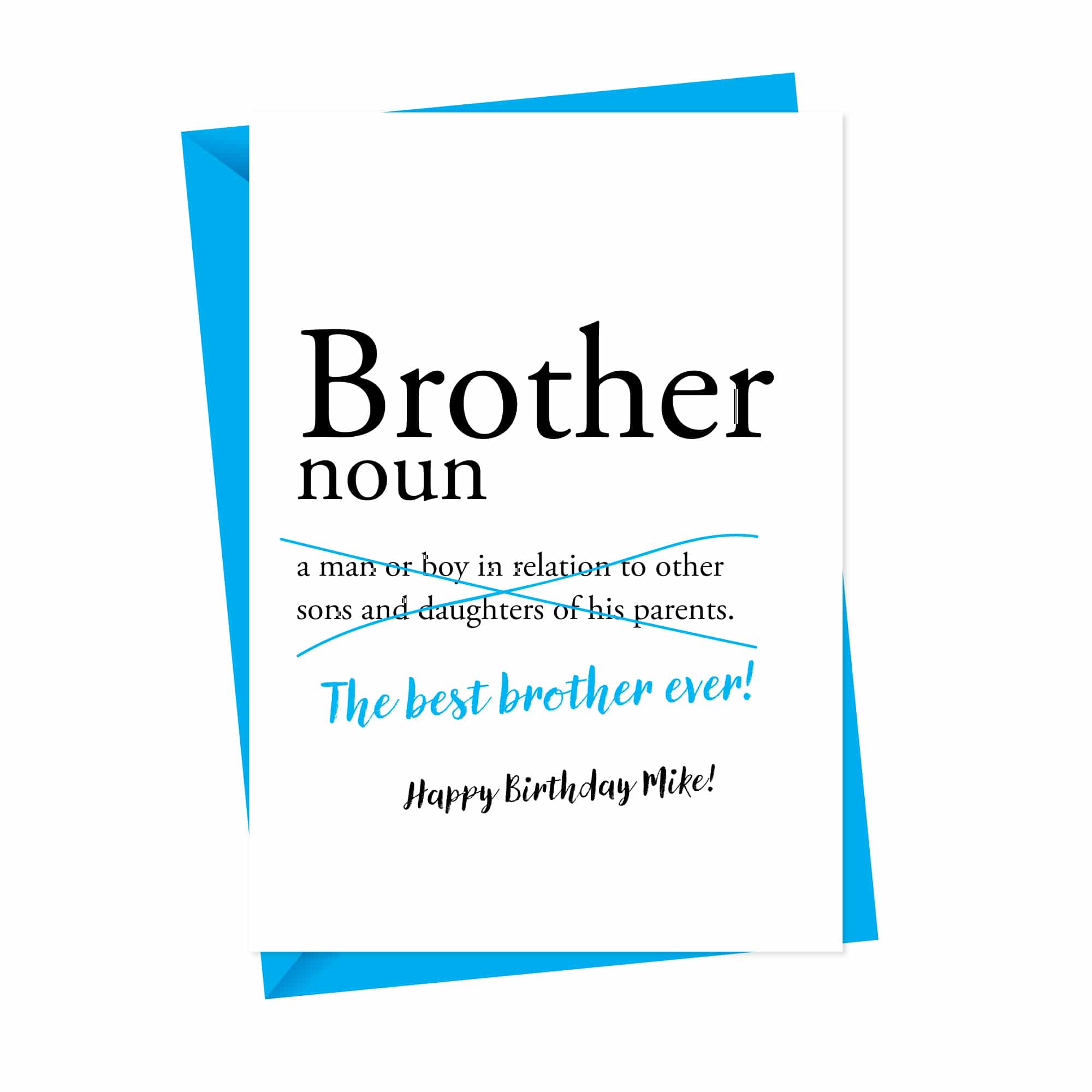 Dictionary Brother Personalised Birthday Card
