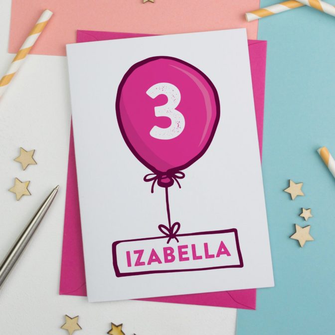 Happy Birthday Balloon Card Personalised