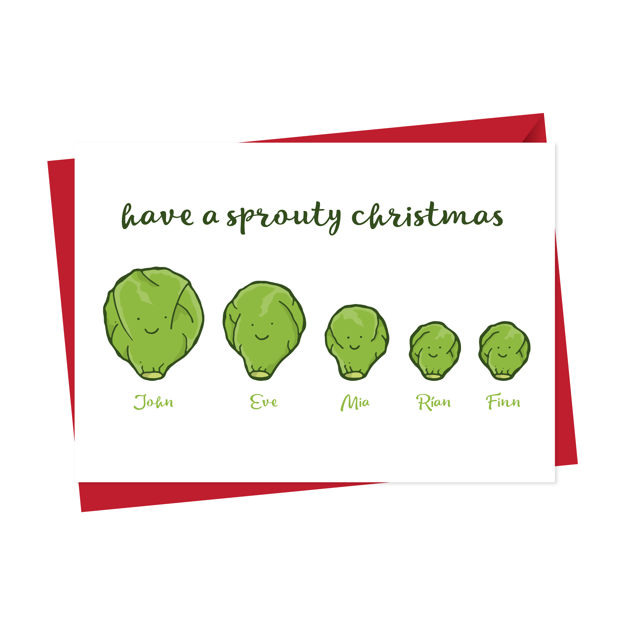 Personalised Brussel Sprouts Christmas Card