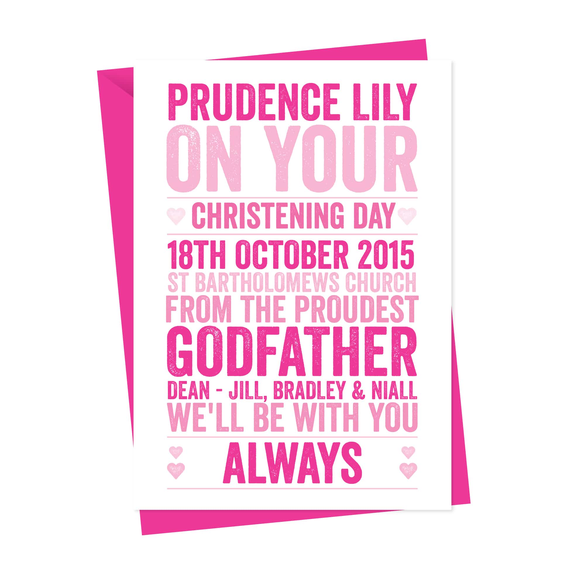 Personalised Christening Or Naming Day Card