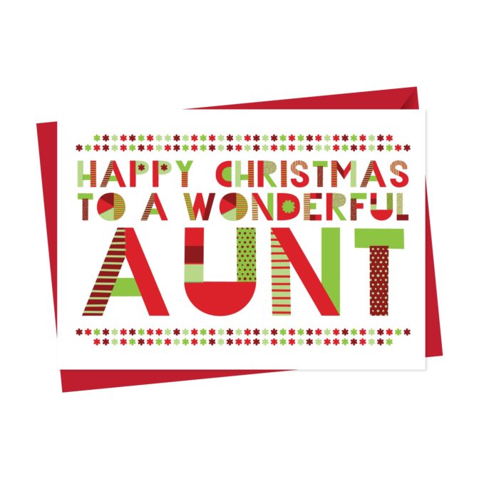 Wonderful Auntie, Aunty or Aunt Christmas Card