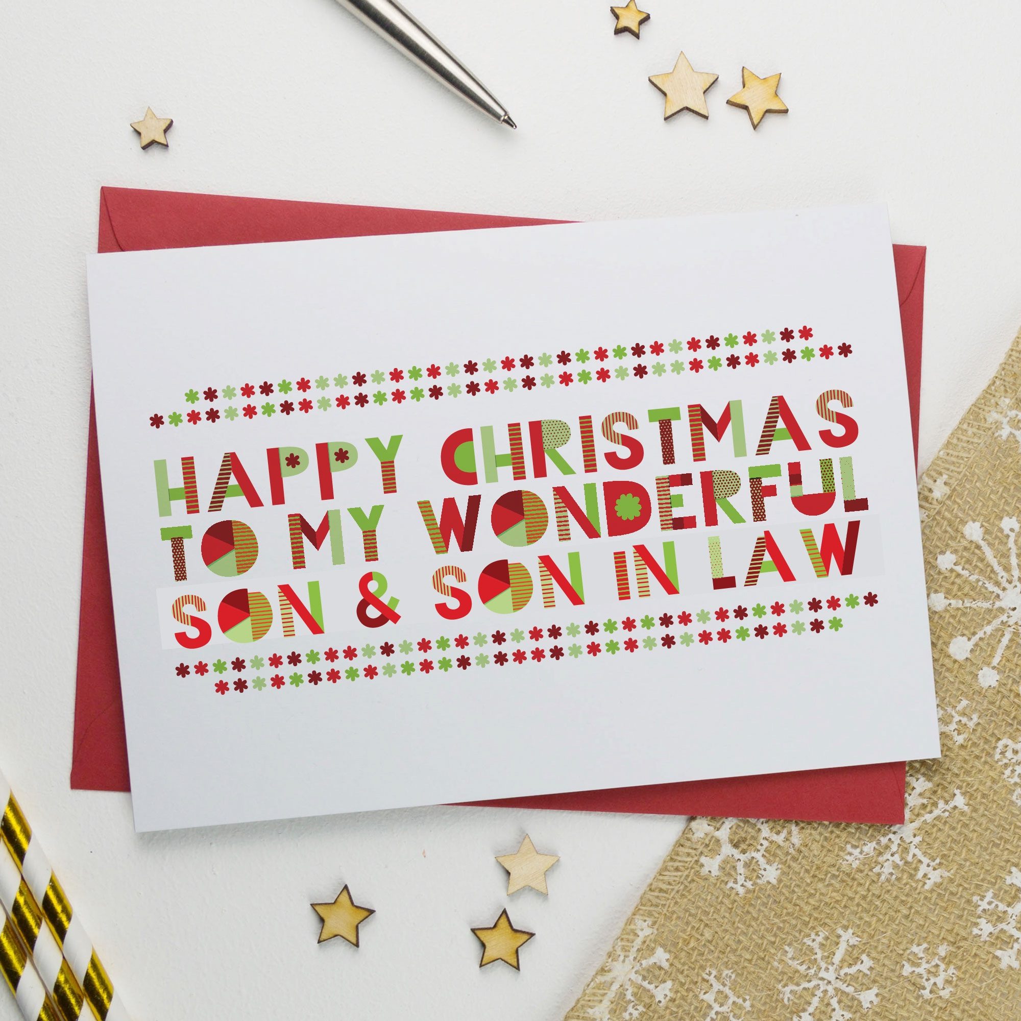 Wonderful Son &amp; Son in Law Christmas Card - A is for Alphabet