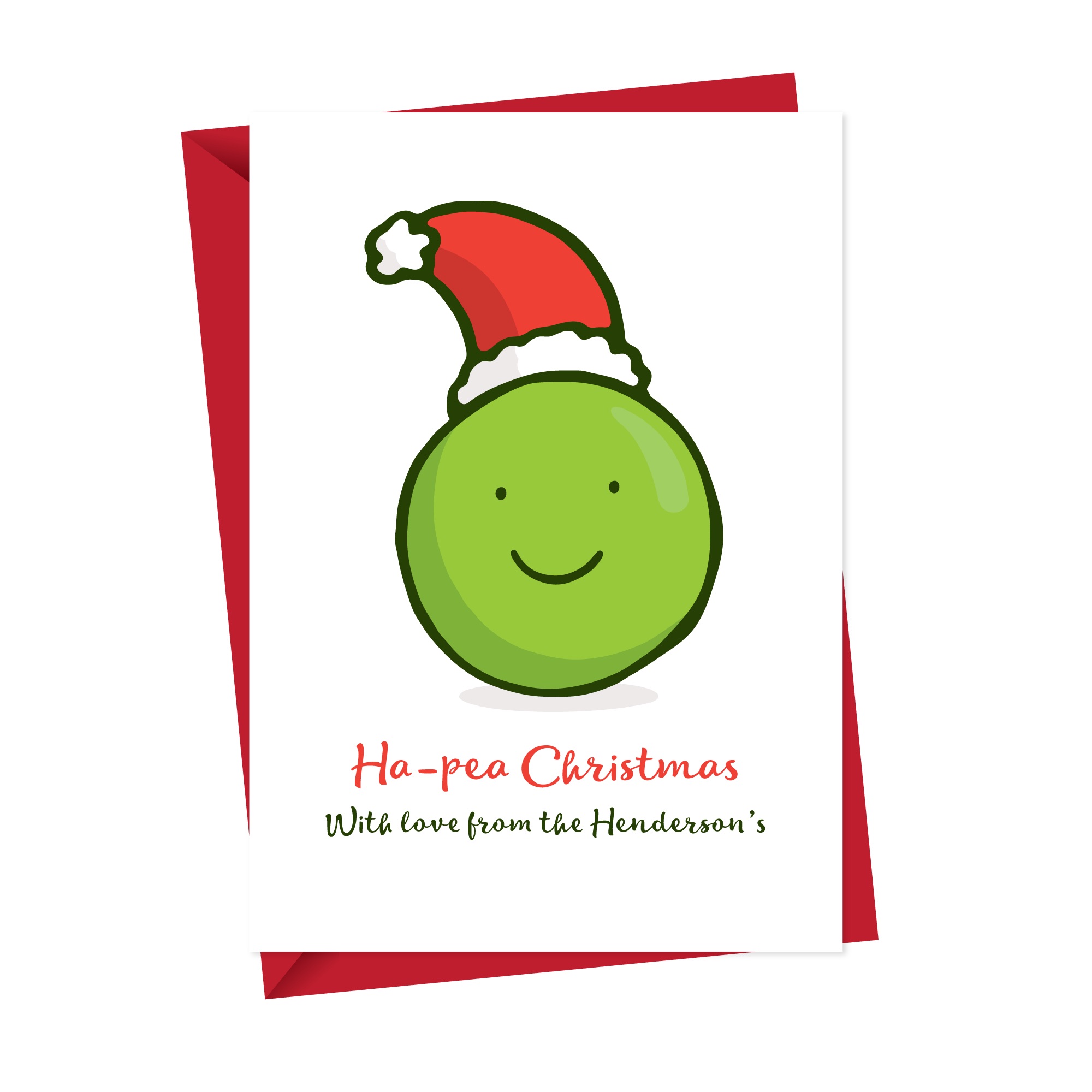 Cute And Funny 'Ha Pea' Christmas Card