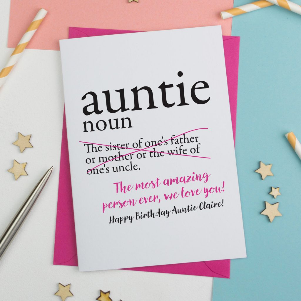 Dictionary Aunty Personalised Birthday Card