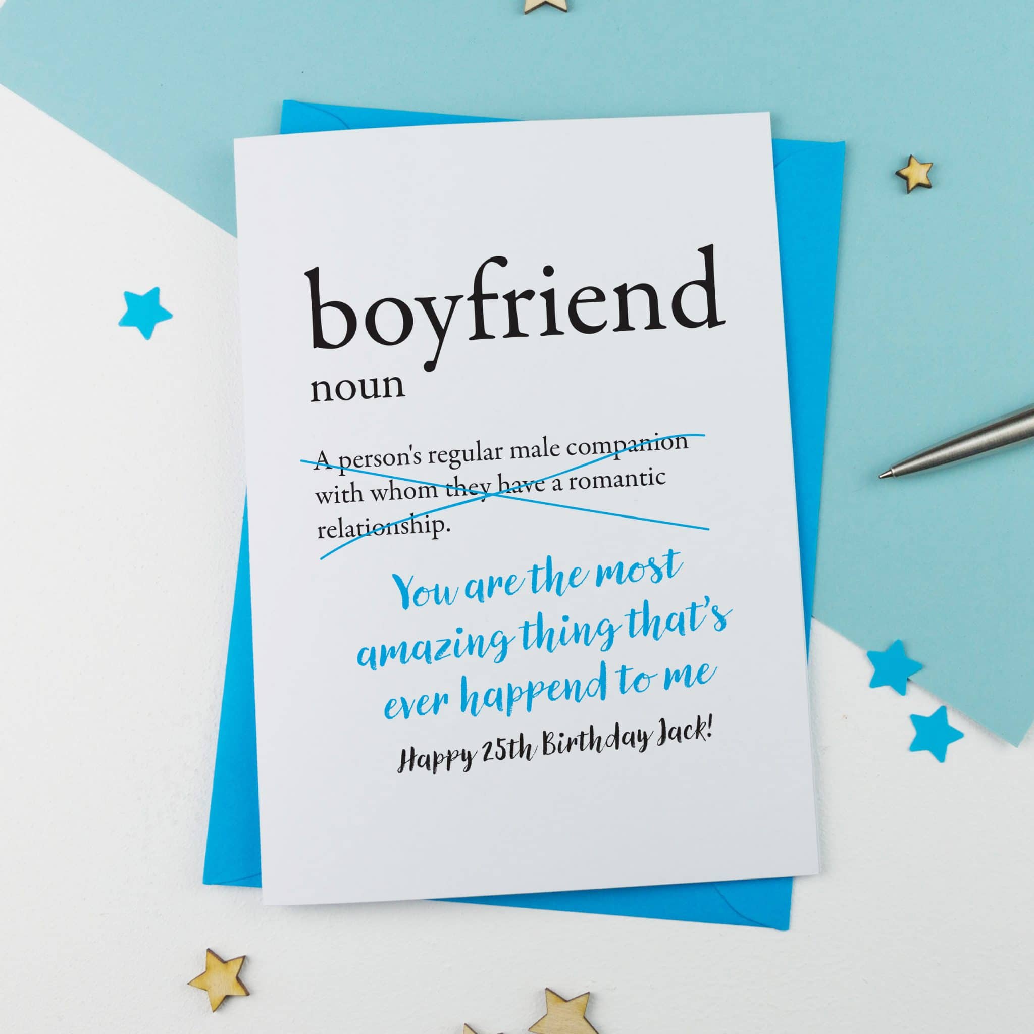 Dictionary Boyfriend Personalised Birthday Card - A is for Alphabet
