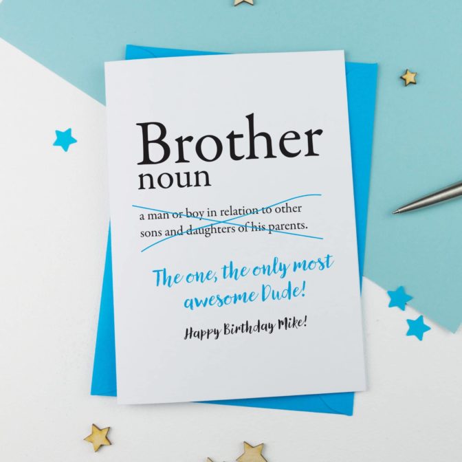 Dictionary Brother Personalised Birthday Card