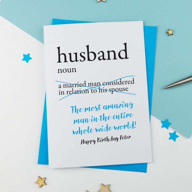 Dictionary Husband Personalised Birthday Card