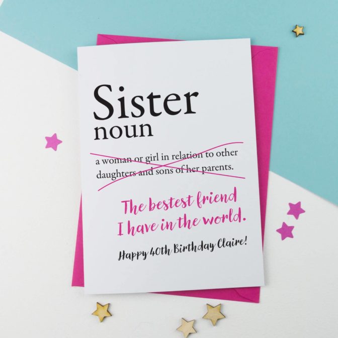 Dictionary Sister Personalised Birthday Card