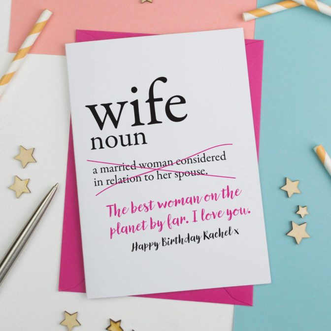 Dictionary Wife Personalised Birthday Card