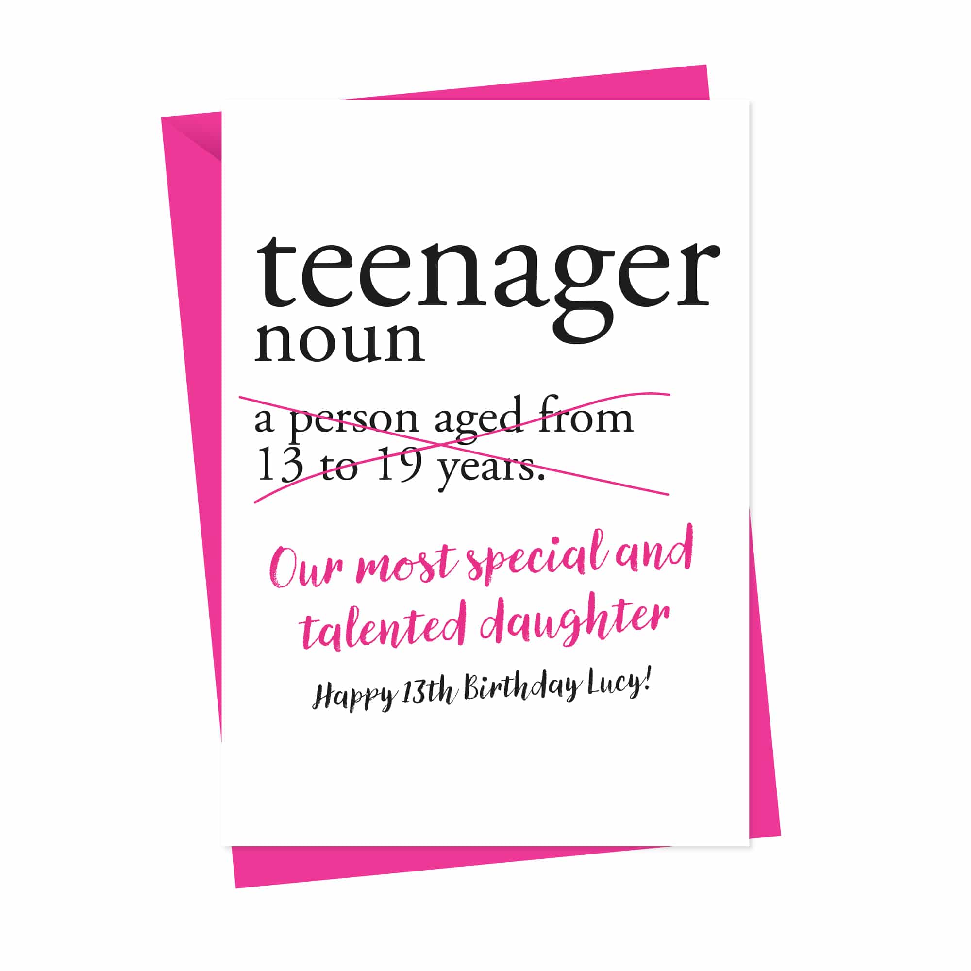 Dictionary Teenager Personalised Birthday Card