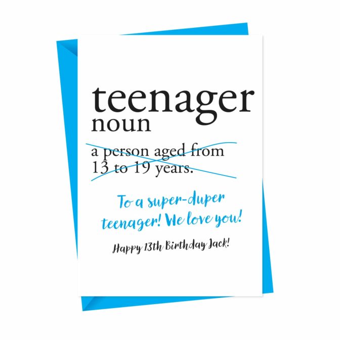 Dictionary Teenager Personalised Birthday Card