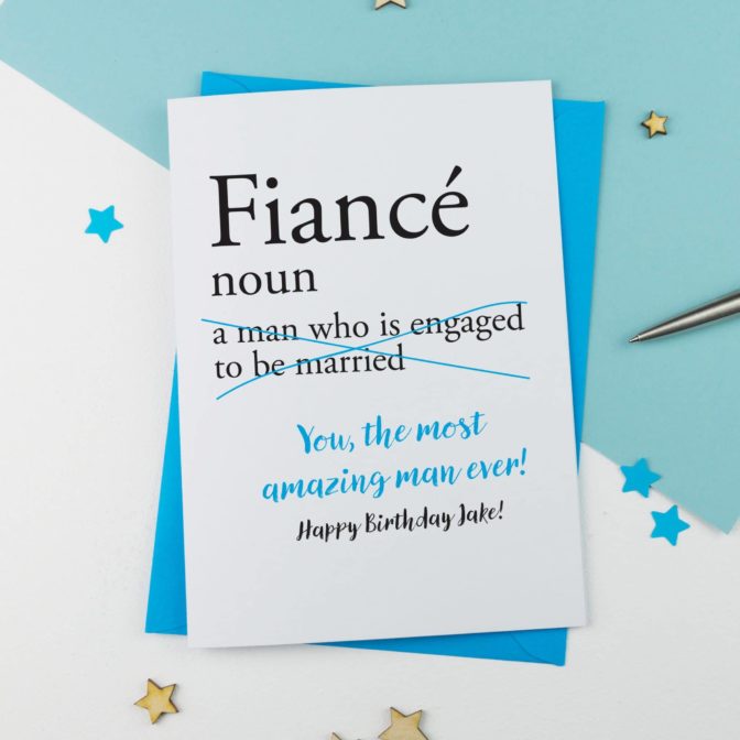 Dictionary Fiance Personalised Birthday Card