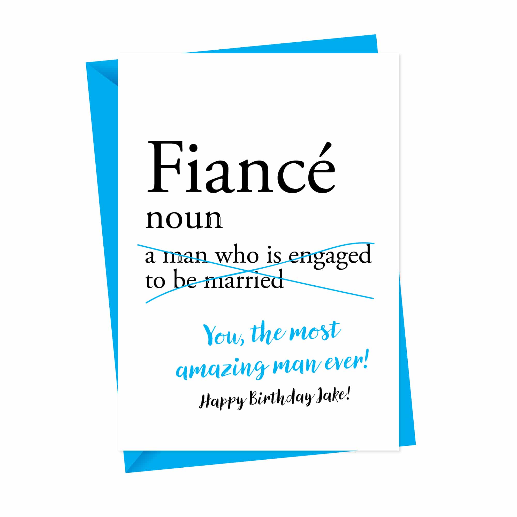 Dictionary Fiance Personalised Birthday Card