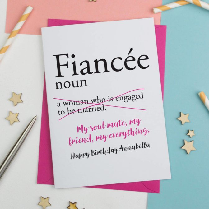 Dictionary Fiancee Personalised Birthday Card