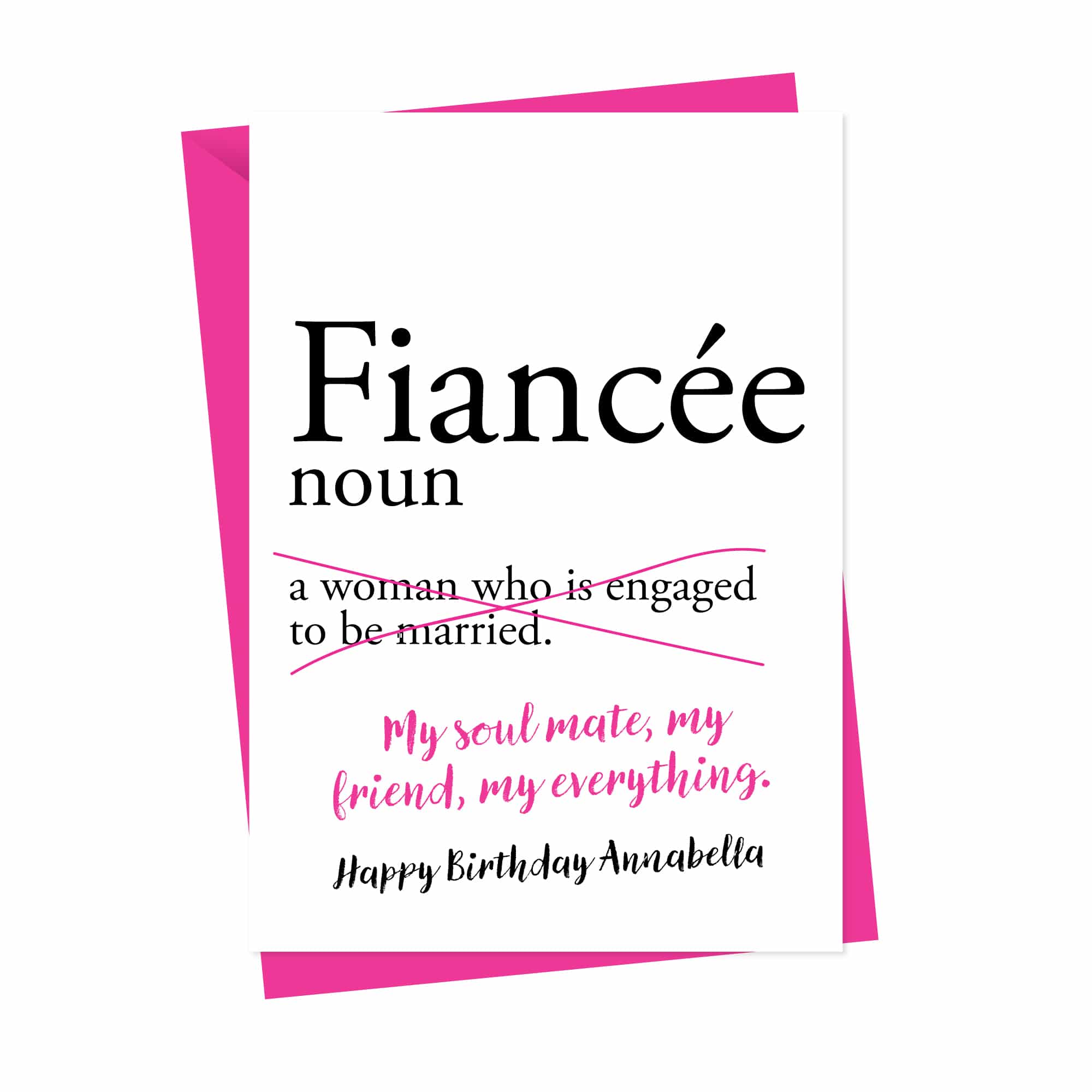 Dictionary Fiancee Personalised Birthday Card