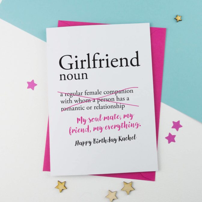 Dictionary Girlfriend Personalised Birthday Card