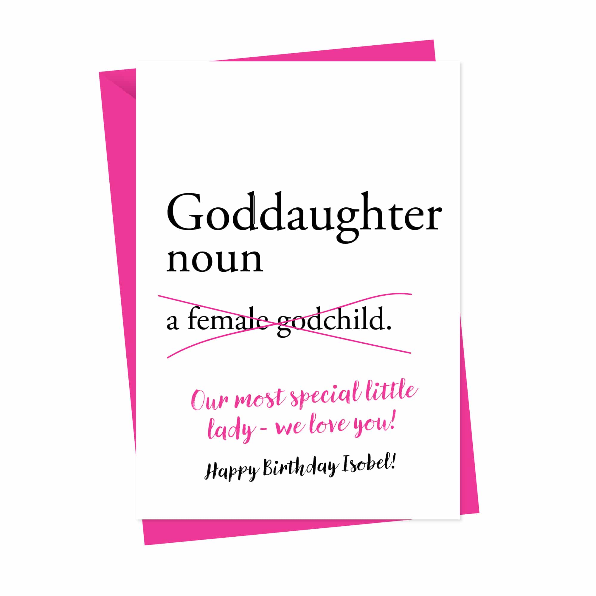 Dictionary Goddaughter Personalised Birthday Card