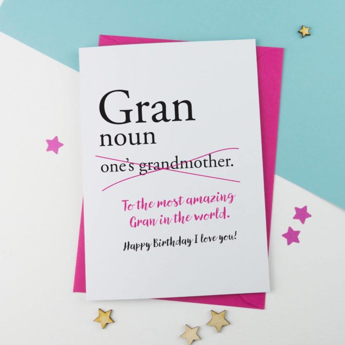 Dictionary Gran, Nan, Nanna, etc Personalised Birthday Card