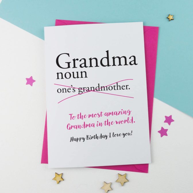 Dictionary Gran, Nan, Nanna, etc Personalised Birthday Card